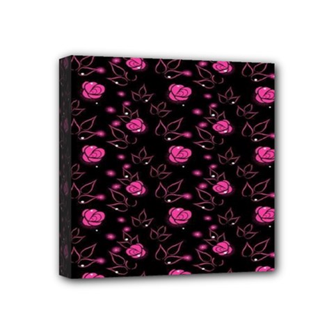 Pink Glowing Flowers Mini Canvas 4  X 4  (stretched) by Sparkle