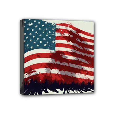 Patriotic Usa United States Flag Old Glory Mini Canvas 4  X 4  (stretched) by Ravend
