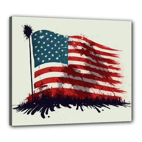 Patriotic Usa United States Flag Old Glory Canvas 24  X 20  (stretched) by Ravend