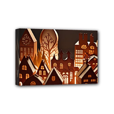 Gingerbread House Gingerbread Christmas Xmas Winter Mini Canvas 6  X 4  (stretched) by Ravend