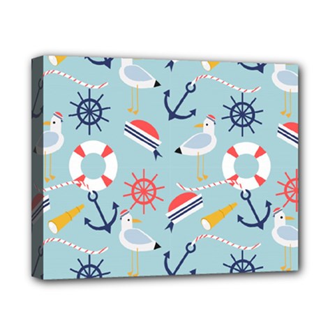 Nautical-marine-symbols-seamless-pattern Canvas 10  X 8  (stretched) by Salman4z