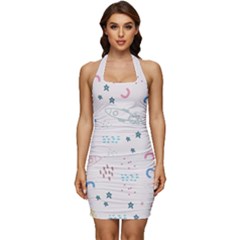 Spaceship Pattern Star Sleeveless Wide Square Neckline Ruched Bodycon Dress by danenraven