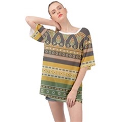 Seamless-pattern-egyptian-ornament-with-lotus-flower Oversized Chiffon Top by Salman4z