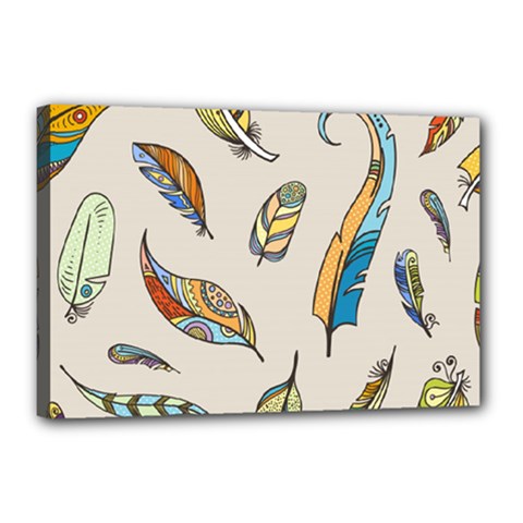 Vector-boho-doodle-feathers-seamless-pattern-illustration Canvas 18  X 12  (stretched) by Salman4z