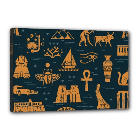 Dark-seamless-pattern-symbols-landmarks-signs-egypt Canvas 18  X 12  (stretched) by Salman4z