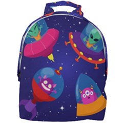 Cartoon-funny-aliens-with-ufo-duck-starry-sky-set Mini Full Print Backpack by Salman4z