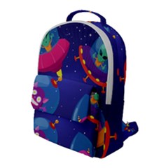 Cartoon-funny-aliens-with-ufo-duck-starry-sky-set Flap Pocket Backpack (large) by Salman4z