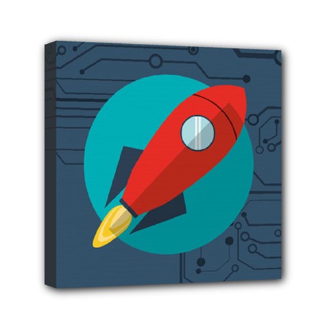 Rocket-with-science-related-icons-image Mini Canvas 6  X 6  (stretched) by Salman4z