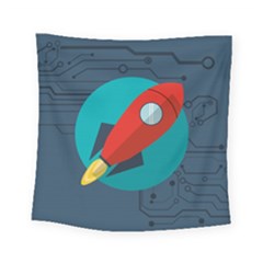 Rocket-with-science-related-icons-image Square Tapestry (small) by Salman4z