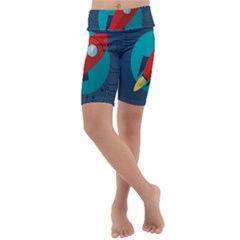 Rocket-with-science-related-icons-image Kids  Lightweight Velour Cropped Yoga Leggings by Salman4z