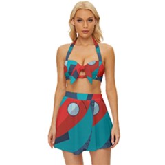 Rocket-with-science-related-icons-image Vintage Style Bikini Top And Skirt Set  by Salman4z