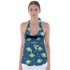 Seamless-pattern-ufo-with-star-space-galaxy-background Babydoll Tankini Top by Salman4z