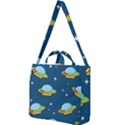 Seamless-pattern-ufo-with-star-space-galaxy-background Square Shoulder Tote Bag View1