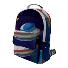 Ufo-alien-spaceship-galaxy Flap Pocket Backpack (large) by Salman4z
