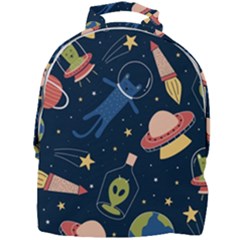Seamless-pattern-with-funny-aliens-cat-galaxy Mini Full Print Backpack by Salman4z