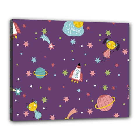 Space-travels-seamless-pattern-vector-cartoon Canvas 20  X 16  (stretched) by Salman4z