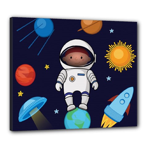 Boy-spaceman-space-rocket-ufo-planets-stars Canvas 24  X 20  (stretched) by Salman4z
