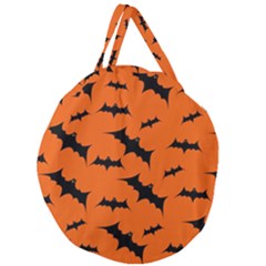 Halloween-card-with-bats-flying-pattern Giant Round Zipper Tote by Salman4z