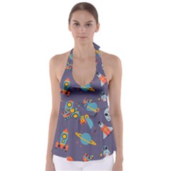 Space-seamless-pattern Babydoll Tankini Top by Salman4z