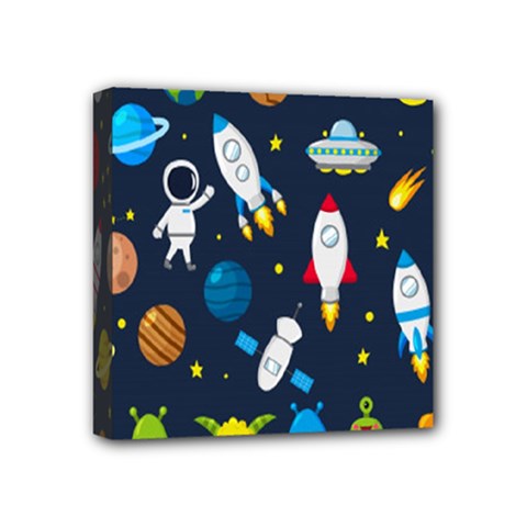 Big-set-cute-astronauts-space-planets-stars-aliens-rockets-ufo-constellations-satellite-moon-rover-v Mini Canvas 4  X 4  (stretched) by Salman4z