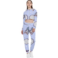 Seamless-pattern-with-space-theme Cropped Zip Up Lounge Set by Salman4z