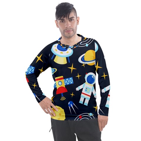 Space Seamless Pattern Men s Pique Long Sleeve Tee by Salman4z