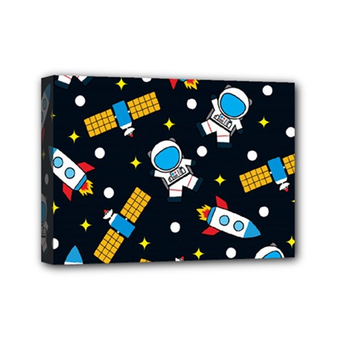 Seamless-adventure-space-vector-pattern-background Mini Canvas 7  X 5  (stretched) by Salman4z