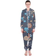 Space-seamless-pattern Hooded Jumpsuit (ladies) by Salman4z