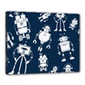 White-robot-blue-seamless-pattern Canvas 20  x 16  (Stretched) View1