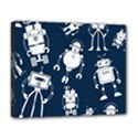 White-robot-blue-seamless-pattern Deluxe Canvas 20  x 16  (Stretched) View1