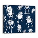 White-robot-blue-seamless-pattern Deluxe Canvas 24  x 20  (Stretched) View1