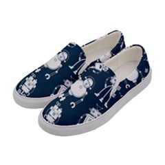 White-robot-blue-seamless-pattern Women s Canvas Slip Ons by Salman4z