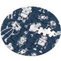 White-robot-blue-seamless-pattern Wooden Puzzle Round View2
