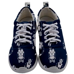 White-robot-blue-seamless-pattern Mens Athletic Shoes by Salman4z