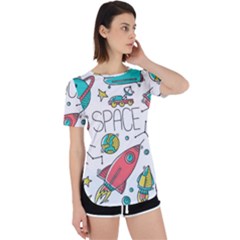 Space-cosmos-seamless-pattern-seamless-pattern-doodle-style Perpetual Short Sleeve T-shirt by Salman4z