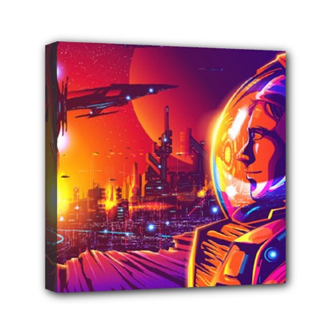 Far-future-human-colonization Mini Canvas 6  X 6  (stretched) by Salman4z
