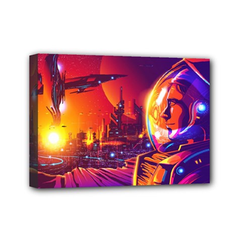 Far-future-human-colonization Mini Canvas 7  X 5  (stretched) by Salman4z
