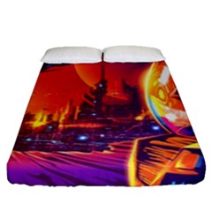 Far-future-human-colonization Fitted Sheet (queen Size) by Salman4z