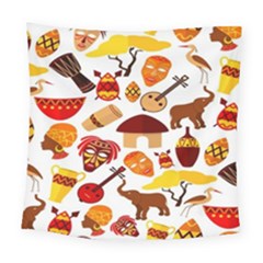 Africa-jungle-ethnic-tribe-travel-seamless-pattern-vector-illustration Square Tapestry (large) by Salman4z