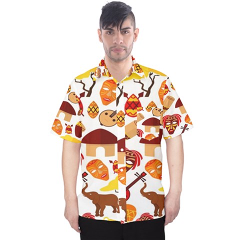 Africa-jungle-ethnic-tribe-travel-seamless-pattern-vector-illustration Men s Hawaii Shirt by Salman4z