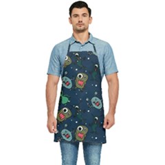Monster-alien-pattern-seamless-background Kitchen Apron by Salman4z
