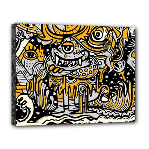 Crazy-abstract-doodle-social-doodle-drawing-style Canvas 14  X 11  (stretched) by Salman4z