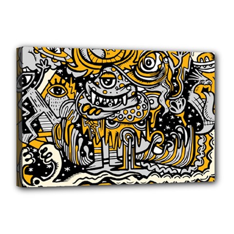 Crazy-abstract-doodle-social-doodle-drawing-style Canvas 18  X 12  (stretched) by Salman4z