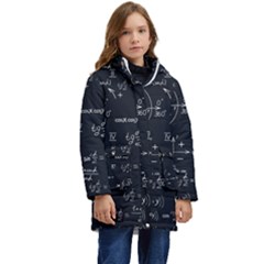 Mathematical-seamless-pattern-with-geometric-shapes-formulas Kids  Hooded Longline Puffer Jacket by Salman4z