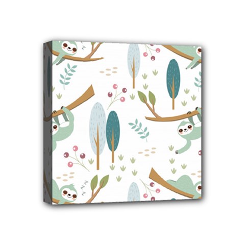 Pattern-sloth-woodland Mini Canvas 4  X 4  (stretched) by Salman4z
