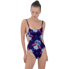 Owl-pattern-background Tie Strap One Piece Swimsuit by Salman4z