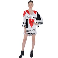 I Love Chocolate Mousse V-neck Flare Sleeve Mini Dress by ilovewhateva