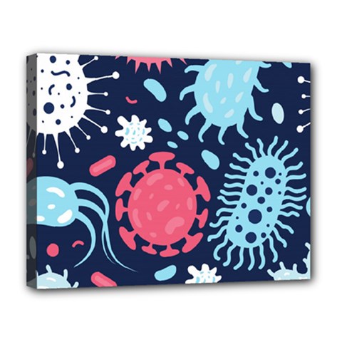 Seamless-pattern-microbes-virus-vector-illustration Canvas 14  X 11  (stretched) by Salman4z