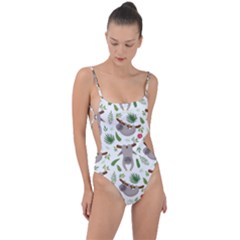 Seamless-pattern-with-cute-sloths Tie Strap One Piece Swimsuit by Salman4z