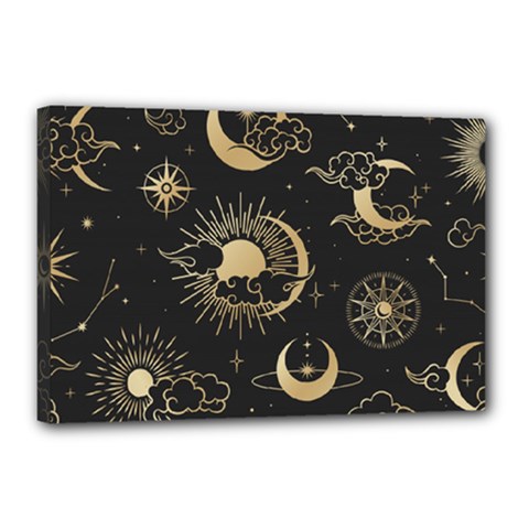 Asian-seamless-pattern-with-clouds-moon-sun-stars-vector-collection-oriental-chinese-japanese-korean Canvas 18  X 12  (stretched) by Salman4z